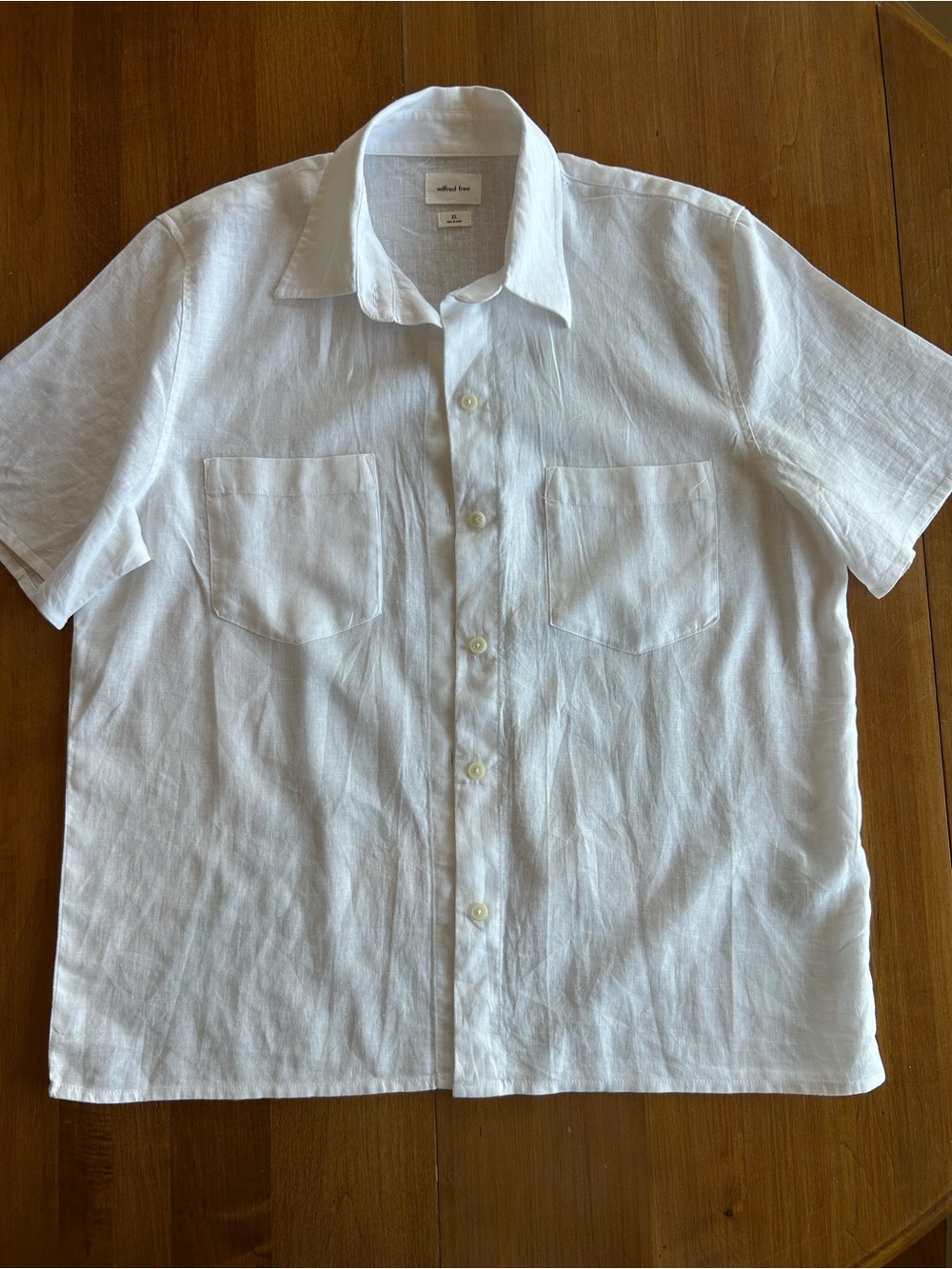 Aritzia Wilfred White Short-Sleeve Button-Down Shirt